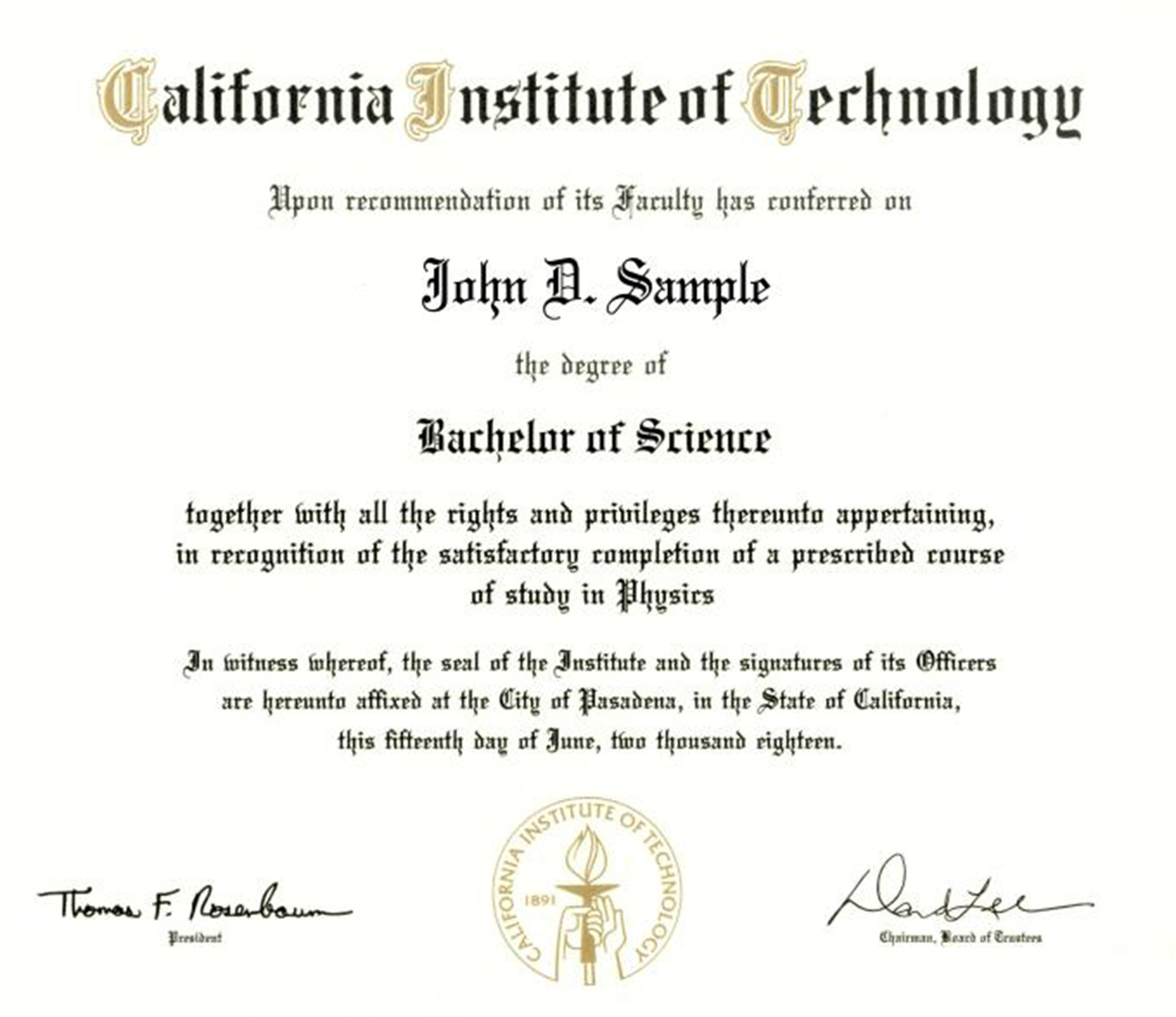 加州理工大学毕业证假文凭