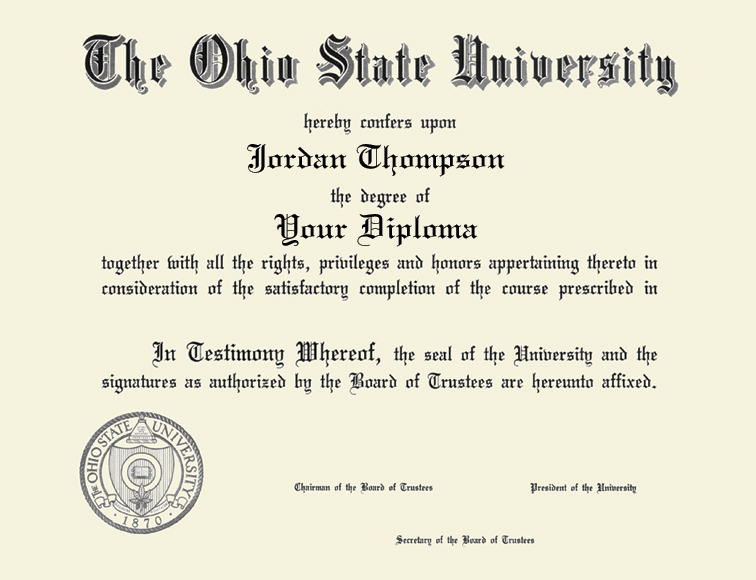 美國俄亥俄州立大學畢業證書證件製作假文憑，美國俄亥俄州立大學實拍假成績單樣本