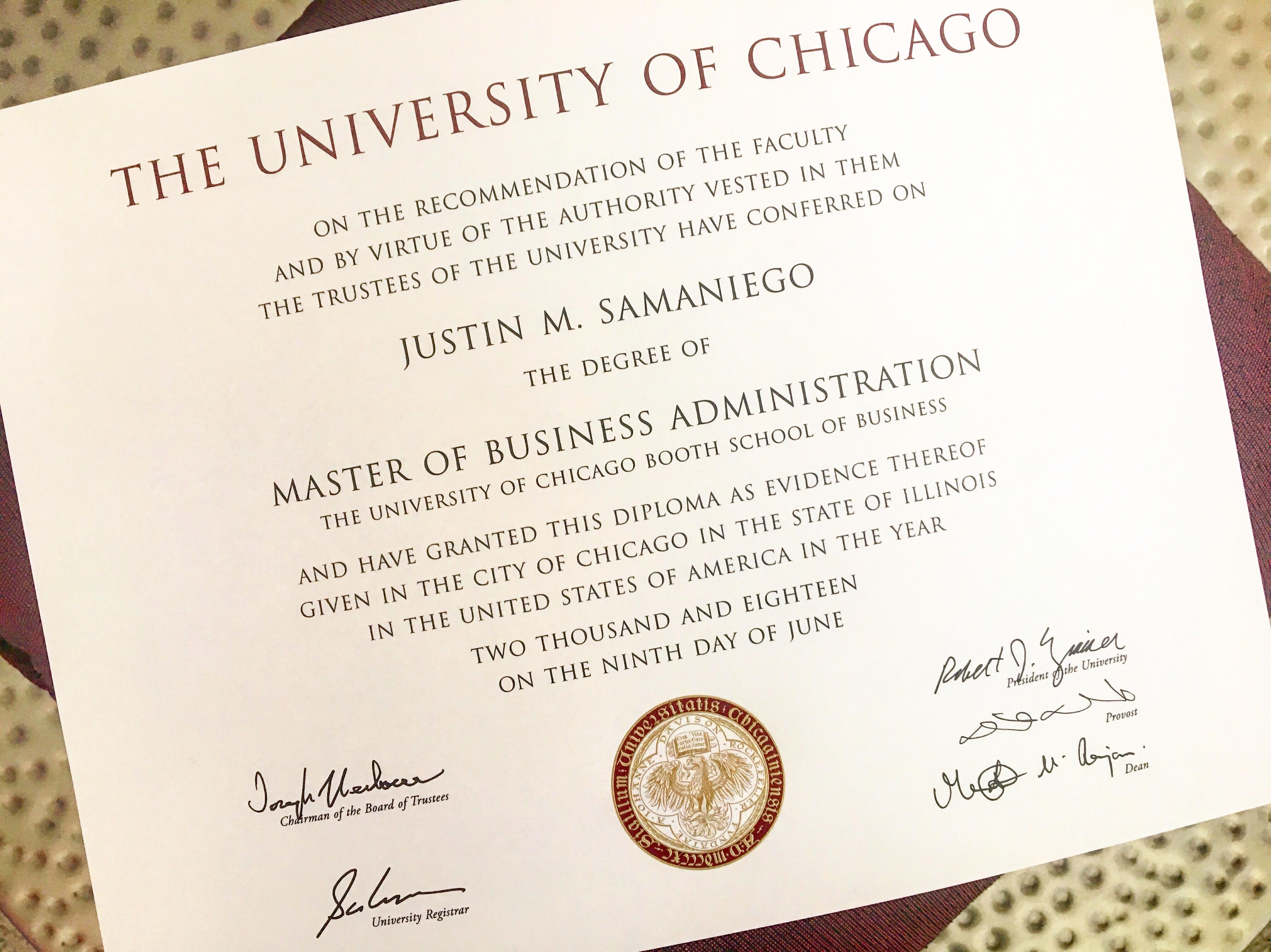 Sample Of American Diploma The University of Chicago Diploma: