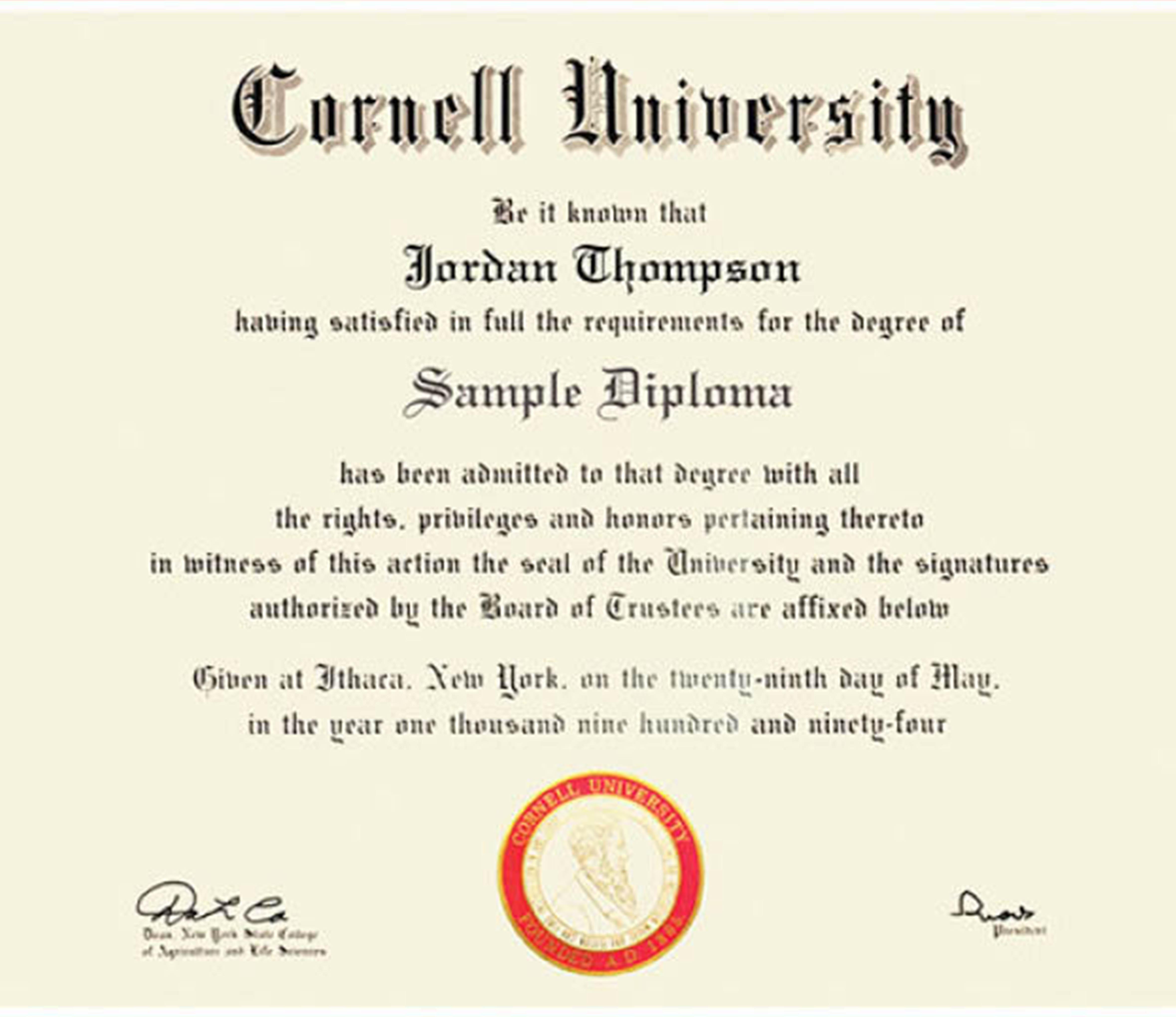 高仿美国文凭康奈尔大学毕业证