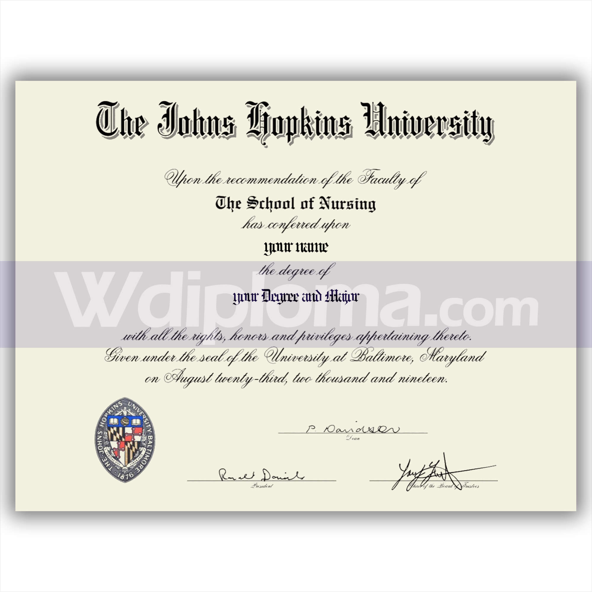 diploma of University Johns Hopkins